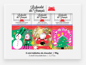 Le Chocolat des Français Christmas Box Of 3 Mini Bars